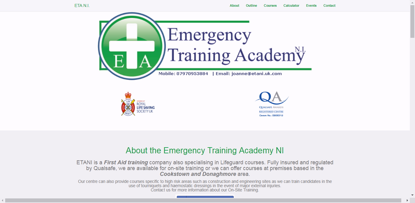 Company Website homepage which was created by DMAC Websites